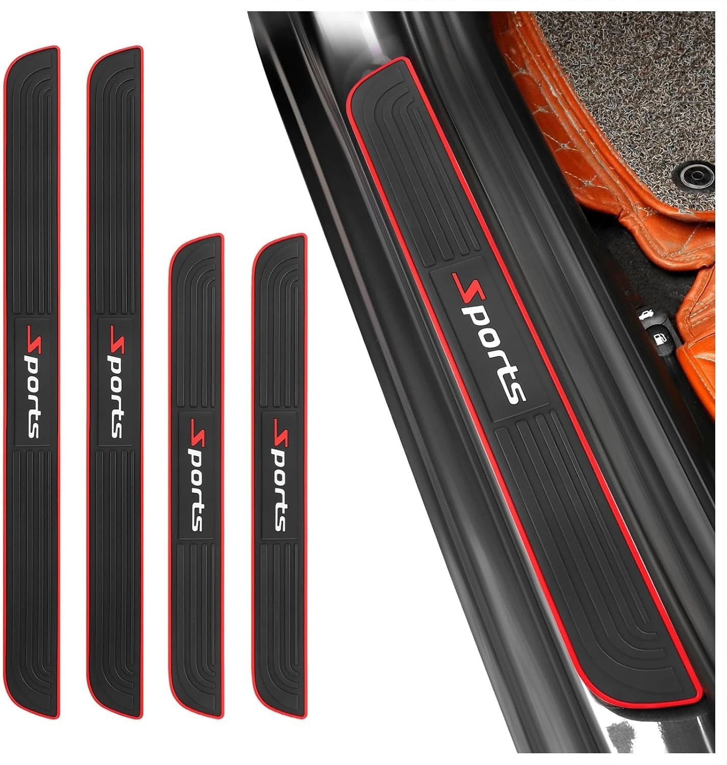 4pcs Car Door Guard Cover, Anti-Scuff Rubber Edge Guard For Car Door Guard, Universal Automotive Exterior Accessory For Car Door Pedal, Waterproof Door Threshold Strip