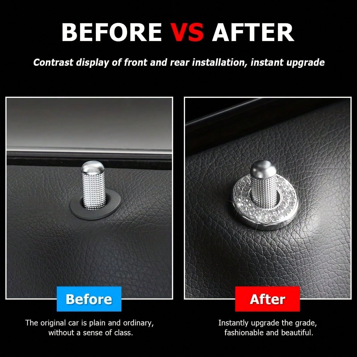 4pcs Car Door Lock Rhinestone Decorative Stickers- Shiny Car Interior Door Lock Decorative Rings, Compatible With C-Class C200L, GLC260, C260L Models, Car Interior Modification Shiny Accessories