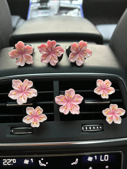4pcs Cherry Blossom Car Air Vent Decor, Car Flower Air Vent Clip, Car Accessories, Interior Decoration