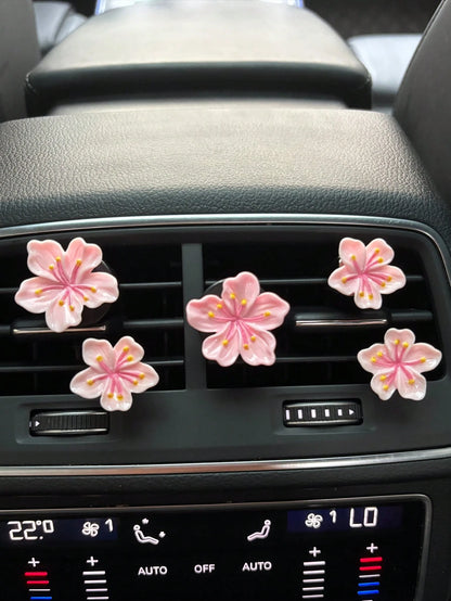 4pcs Cherry Blossom Car Air Vent Decor, Car Flower Air Vent Clip, Car Accessories, Interior Decoration