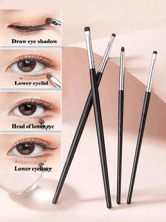 4pcs Makeup Brush Set, Including Eyeshadow, Highlighter, Nose Contour, Eyebrow- Soft & Skin-Friendly Makeup Tools, Portable Travel Cosmetic Kit,Eyebrow Brush,Eyeshadow Brush,Spoolie,Spoolie Brush,Giv