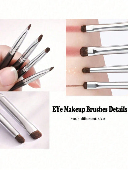 4pcs Makeup Brush Set, Including Eyeshadow, Highlighter, Nose Contour, Eyebrow- Soft & Skin-Friendly Makeup Tools, Portable Travel Cosmetic Kit,Eyebrow Brush,Eyeshadow Brush,Spoolie,Spoolie Brush,Giv