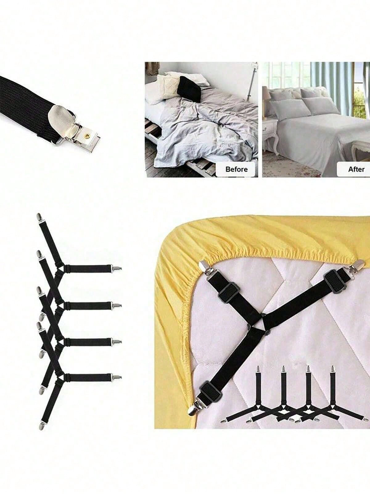 4pcs Metallic Bed Sheet Clips Adjustable Fasteners