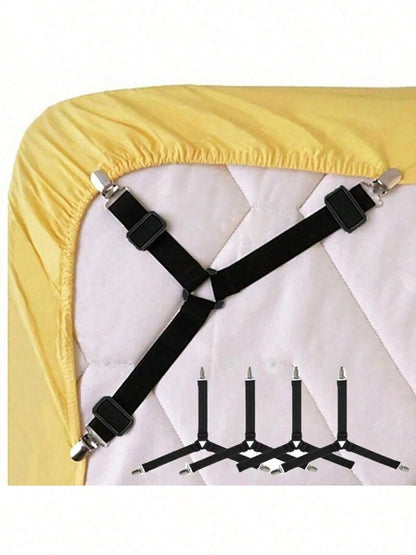 4pcs Metallic Bed Sheet Clips Adjustable Fasteners