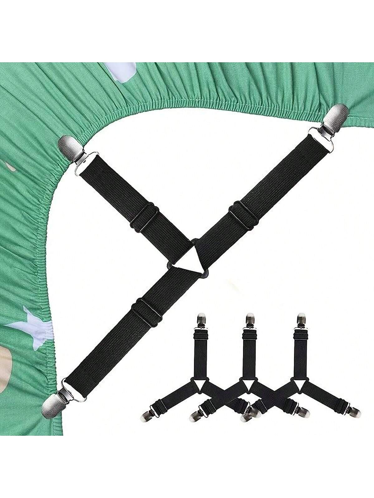 4pcs Metallic Bed Sheet Clips Adjustable Fasteners
