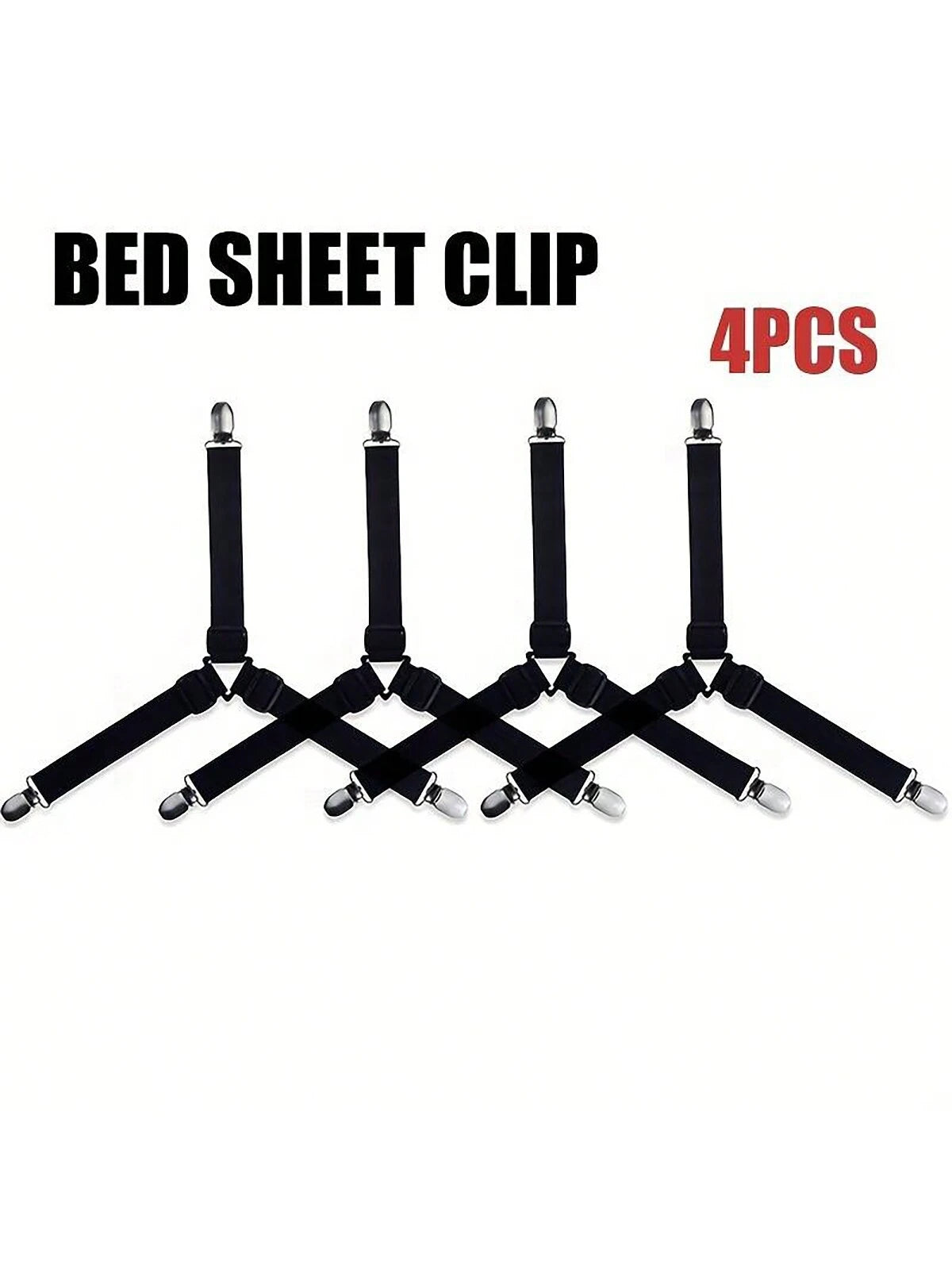 4pcs Metallic Bed Sheet Clips Adjustable Fasteners