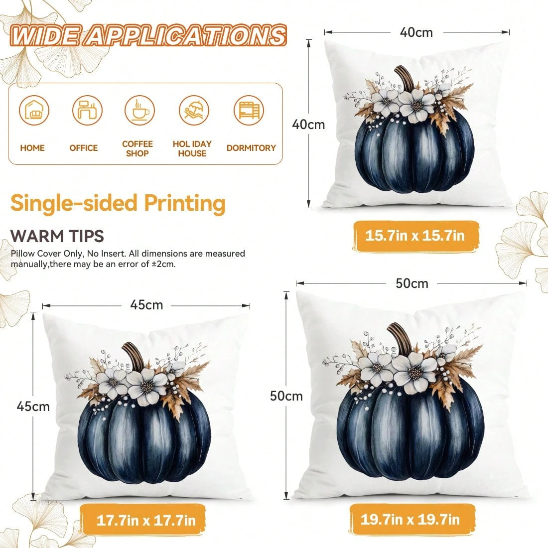 4pcs Navy Blue Farmhouse Harvest Decorative Pillow Covers, Single-Sided Printed Pillow Covers, Suitable For Living Room, Bedroom, Home Decor, All Season Pillow Covers