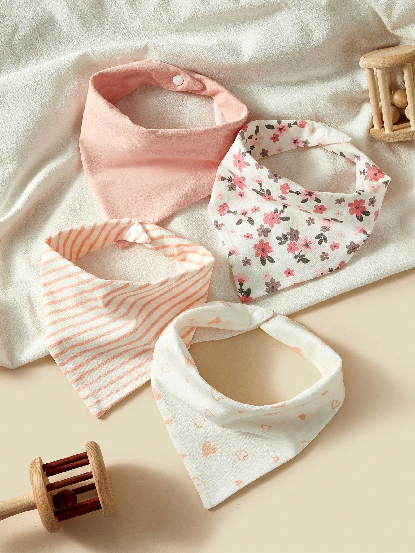 4pcs/Pack Ditsy Floral Allover Print Soft Cotton Absorbent Bandana Scarf, Suitable For All Seasons