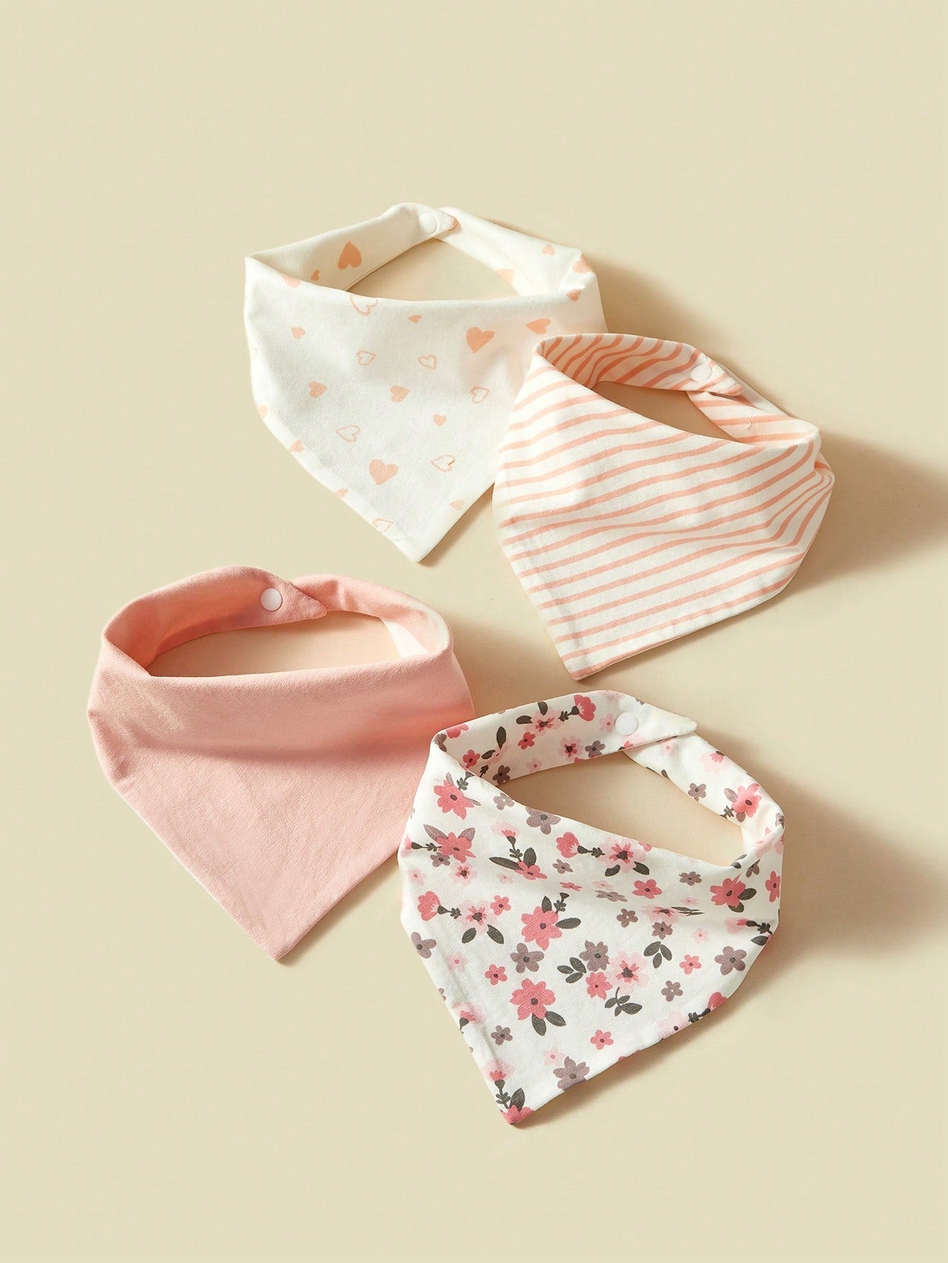 4pcs/Pack Ditsy Floral Allover Print Soft Cotton Absorbent Bandana Scarf, Suitable For All Seasons