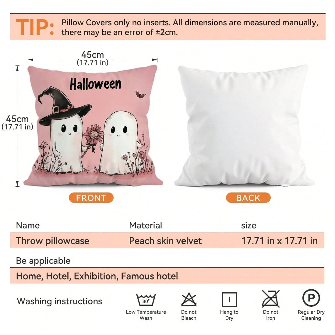 4pcs Pink Halloween Decorative Pattern Pillow Covers Without Inserts, Single-Sided Printed Pillow Covers, Suitable For Living Room Bedroom Home Decor, All-Season Pillow Covers