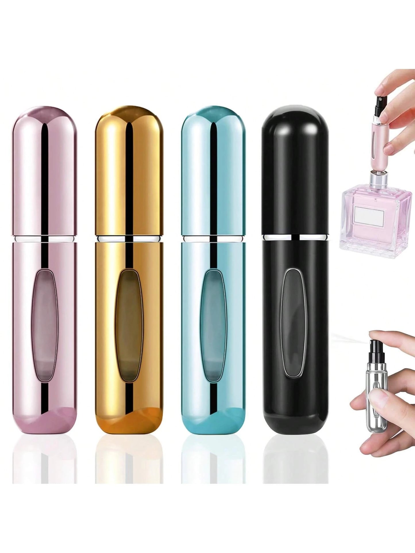 4pcs Portable Perfume Atomizers- Refillable Travel Perfume Bottles 5ml Spray Bottles- Refillable Mini Perfume Bottles- Refillable Leak-Proof Travel Perfume Atomizers
