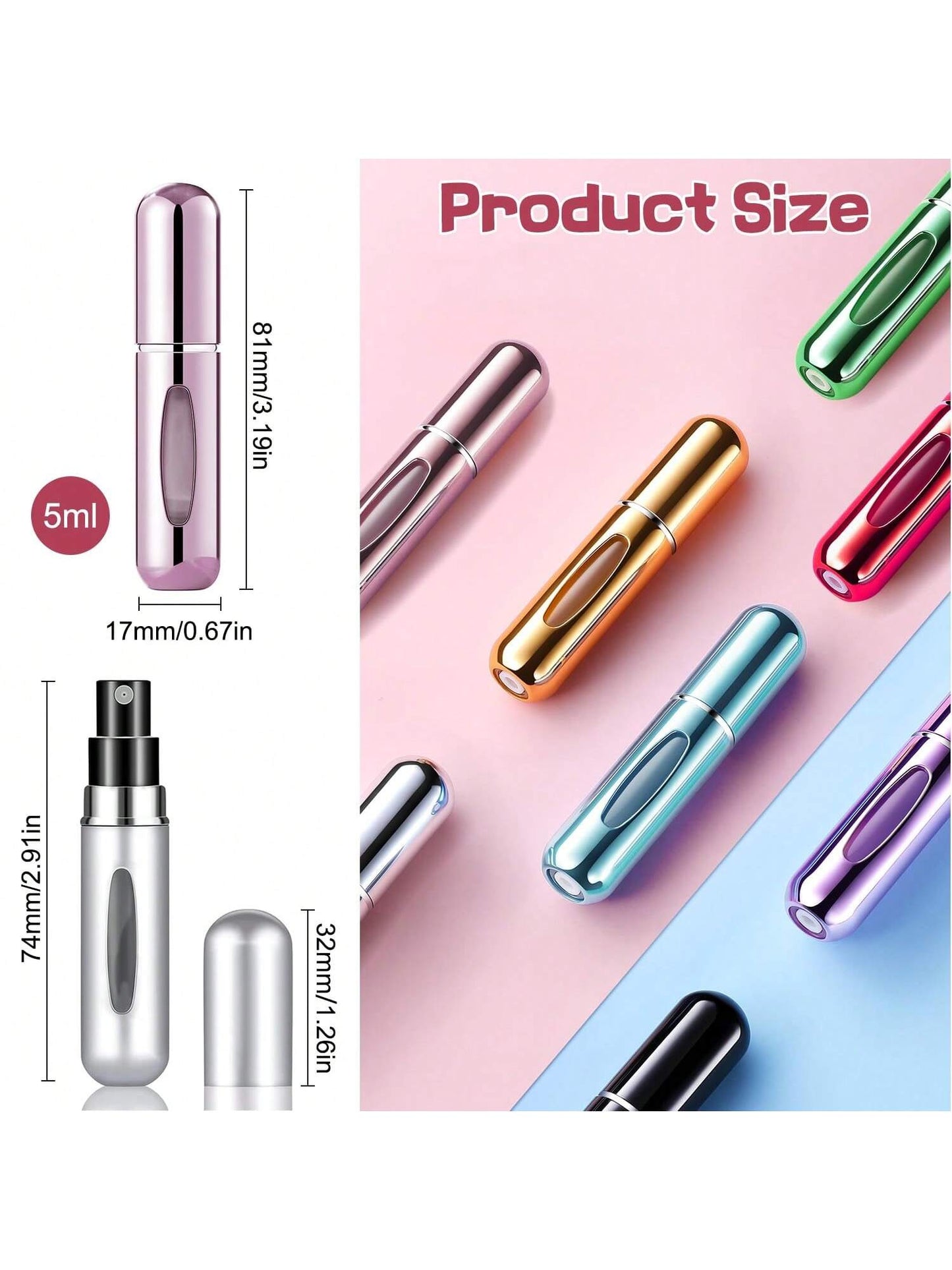 4pcs Portable Perfume Atomizers- Refillable Travel Perfume Bottles 5ml Spray Bottles- Refillable Mini Perfume Bottles- Refillable Leak-Proof Travel Perfume Atomizers
