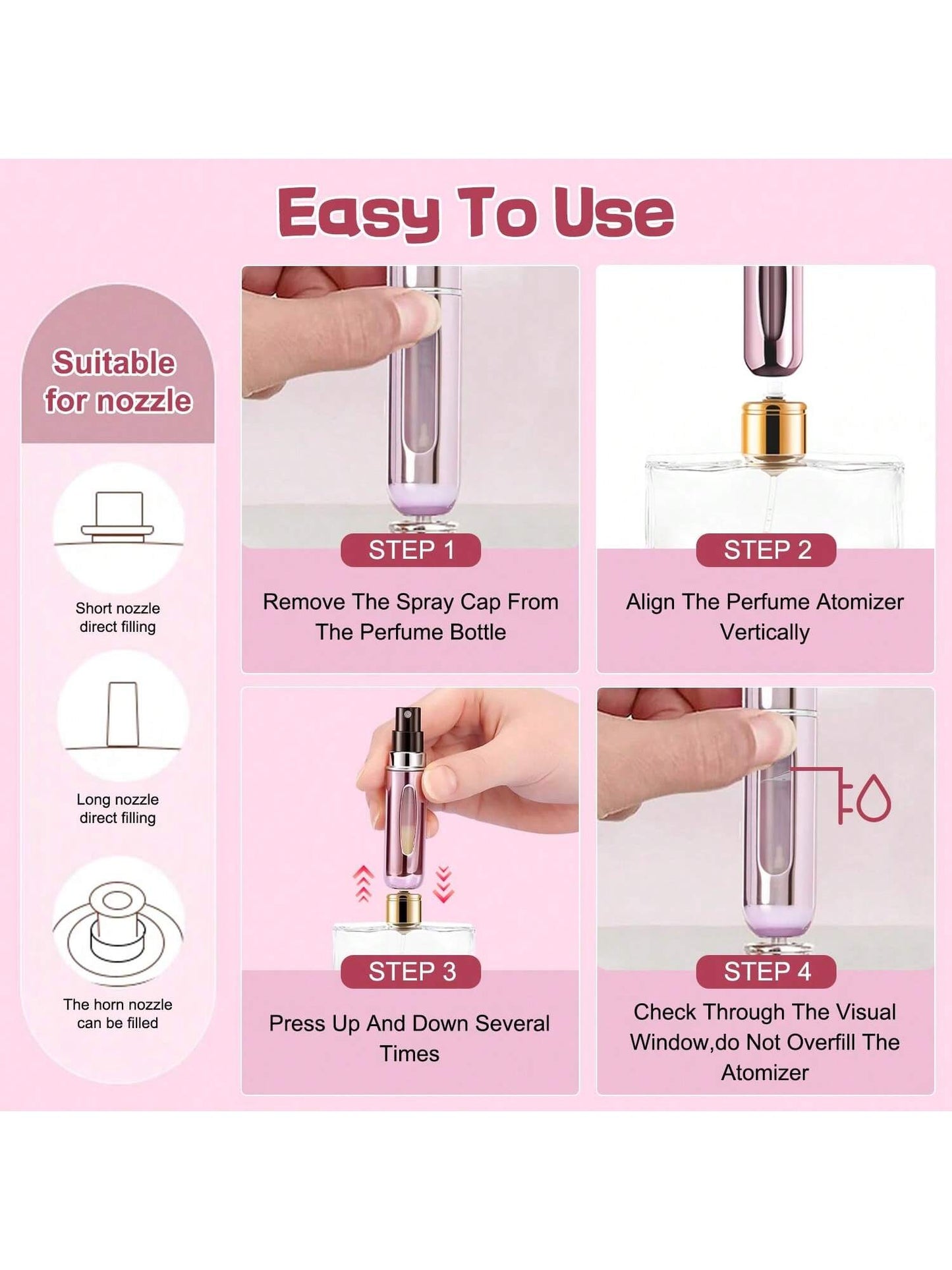 4pcs Portable Perfume Atomizers- Refillable Travel Perfume Bottles 5ml Spray Bottles- Refillable Mini Perfume Bottles- Refillable Leak-Proof Travel Perfume Atomizers