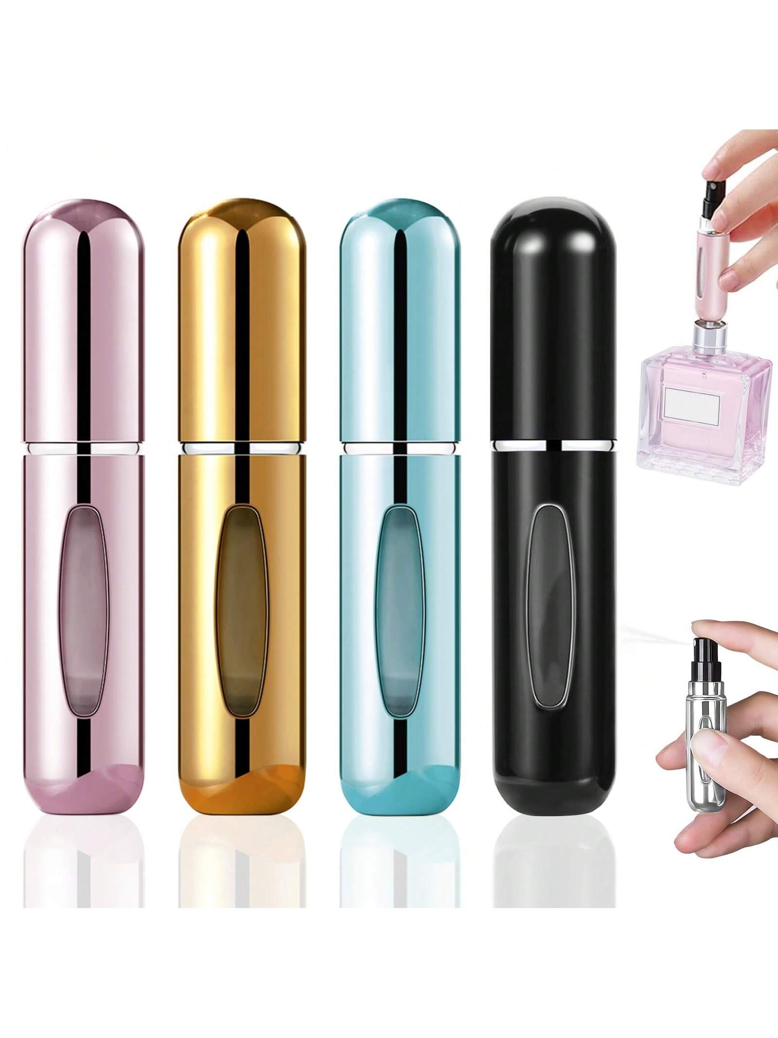4pcs Portable Perfume Atomizers- Refillable Travel Perfume Bottles 5ml Spray Bottles- Refillable Mini Perfume Bottles- Refillable Leak-Proof Travel Perfume Atomizers