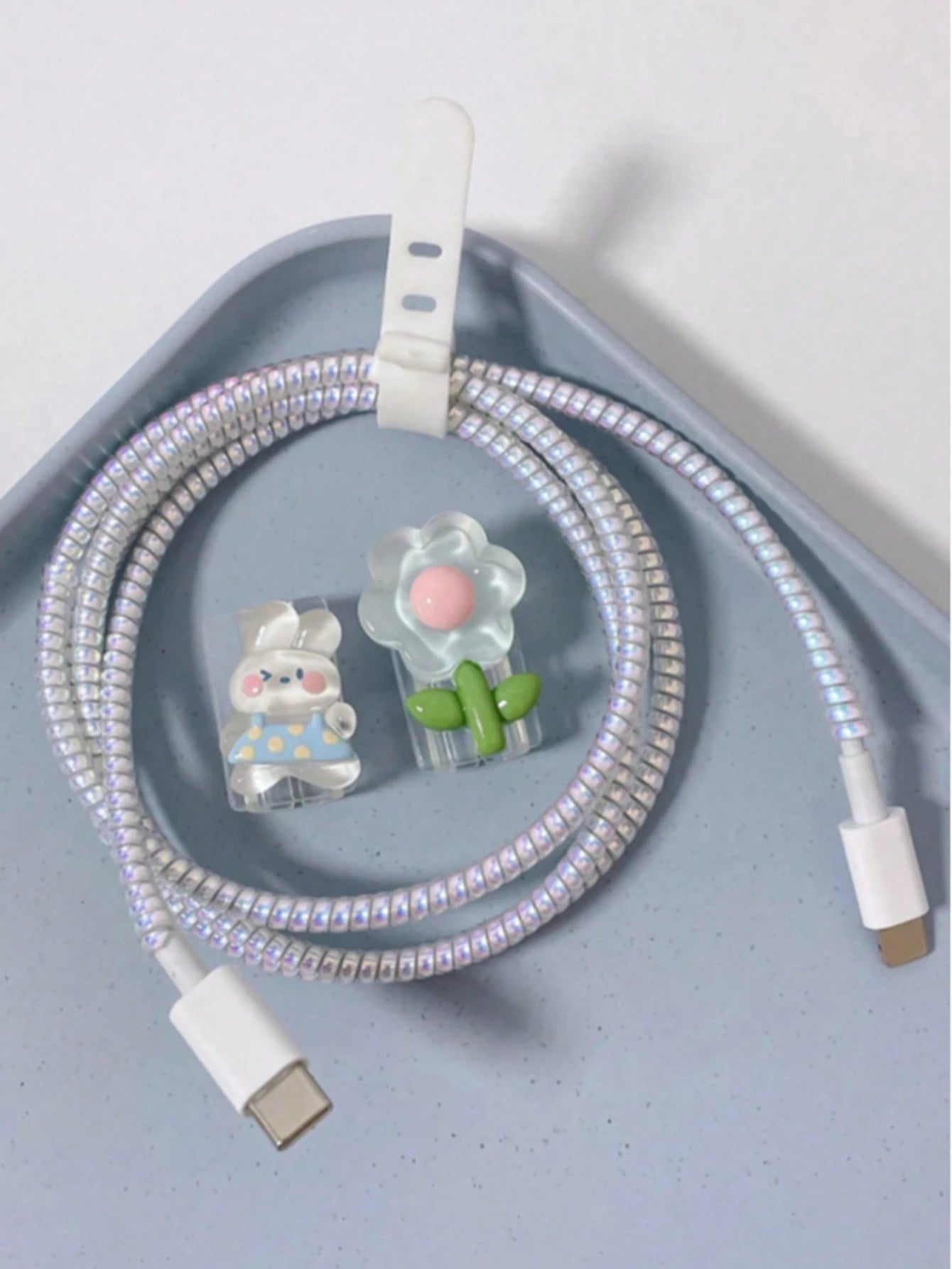 4pcs Rabbit & Flower Patterned Cable Protector Case Compatible With Apple Charging Cable, Anti-Breaking Charger Accessories, Phone Accessories