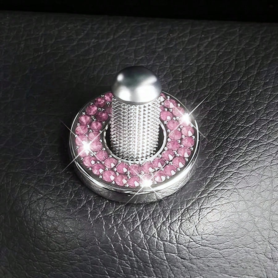 4pcs Rhinestone Zinc Alloy Car Door Lock Decorative Rings, For Interior Modification, Door Lid Decor