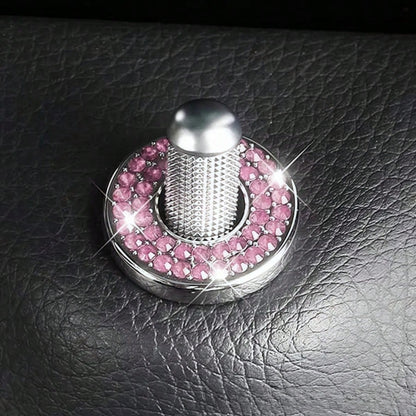 4pcs Rhinestone Zinc Alloy Car Door Lock Decorative Rings, For Interior Modification, Door Lid Decor