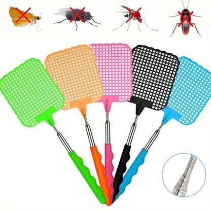 4pcs Set Extendable Stainless Steel Rod Indoor Fly Swatter, Fruit Fly Catcher, Mosquito Catcher, Indoor Insect Killer, Summer Essential (Random Color) Gardening Supplies, Summer, Kitchen Accessories