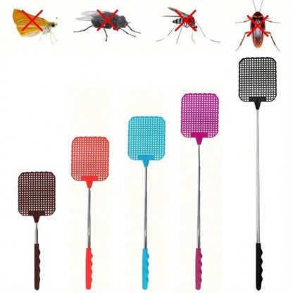 4pcs Set Extendable Stainless Steel Rod Indoor Fly Swatter, Fruit Fly Catcher, Mosquito Catcher, Indoor Insect Killer, Summer Essential (Random Color) Gardening Supplies, Summer, Kitchen Accessories