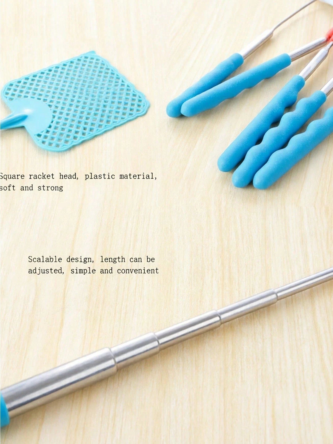 4pcs Set Extendable Stainless Steel Rod Indoor Fly Swatter, Fruit Fly Catcher, Mosquito Catcher, Indoor Insect Killer, Summer Essential (Random Color) Gardening Supplies, Summer, Kitchen Accessories