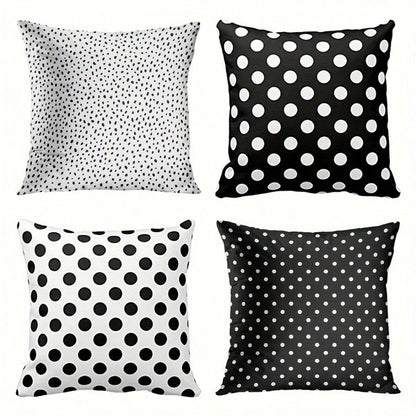 4pcs Set Minimalist Modern Geometric Polka Dot Throw Pillow Covers, Black And White Polka Dot Minimalist Abstract Decorative Cushion Covers, Home Decor, 45x45cm Square Polyester Fiber Pillow Covers, S