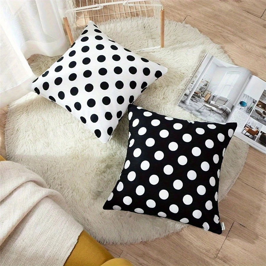 4pcs Set Minimalist Modern Geometric Polka Dot Throw Pillow Covers, Black And White Polka Dot Minimalist Abstract Decorative Cushion Covers, Home Decor, 45x45cm Square Polyester Fiber Pillow Covers, S
