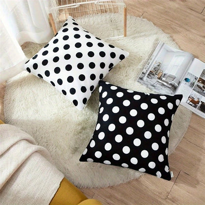 4pcs Set Minimalist Modern Geometric Polka Dot Throw Pillow Covers, Black And White Polka Dot Minimalist Abstract Decorative Cushion Covers, Home Decor, 45x45cm Square Polyester Fiber Pillow Covers, S
