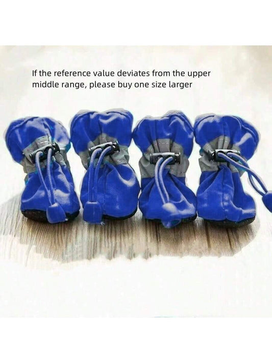 4pcs/Set Waterproof Anti-Slip Pet Dog Shoes, Chihuahua Rain Boots For Small Dogs & Puppies