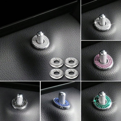 4Pcs Shiny Rhinestone Car Door Lock Pin Decorative Ring- Shiny Decorative Ring For Vehicles With Lock Pin Bolts, Rust-Proof And Scratch-Resistant Decorative Accessories, Easy To Install, Enhances Sty