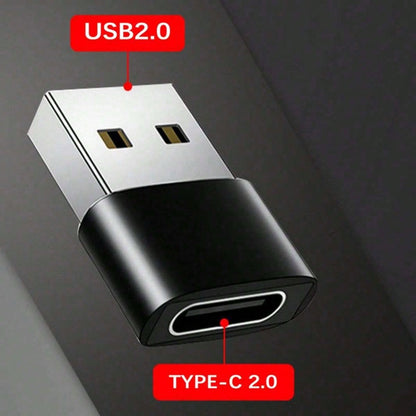 4pcs Silver & Black Type-C Female To USB 2.0 Male OTG Adapter- Phone/Headphone Converter, Supports Android & Apple Charging And Data Sync, Type-C Adapter, Christmas/Household Gift