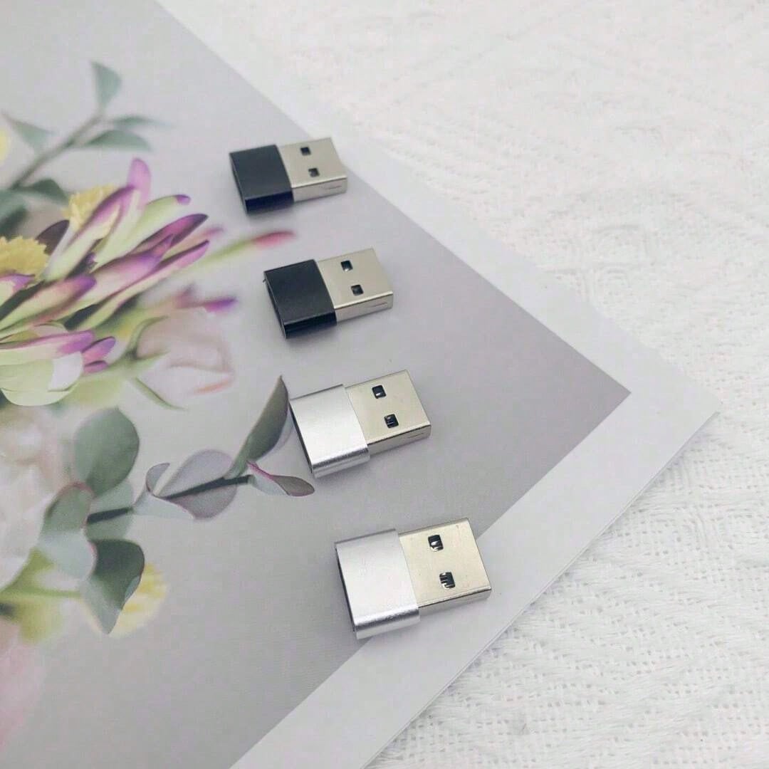 4pcs Silver & Black Type-C Female To USB 2.0 Male OTG Adapter- Phone/Headphone Converter, Supports Android & Apple Charging And Data Sync, Type-C Adapter, Christmas/Household Gift