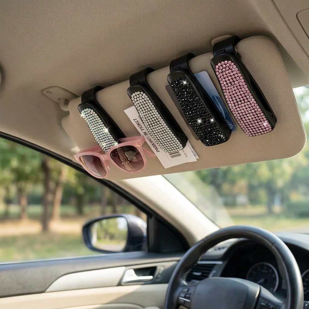 4pcs Universal Multifunctional Car Sun Visor Clip Set ABS Glasses Holder Card Storage Box For Car Home Sun Visor Organizer