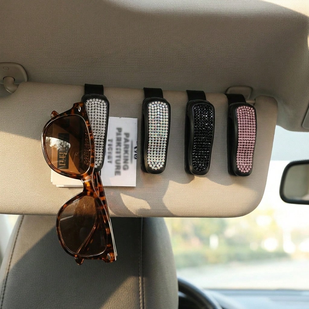 4pcs Universal Multifunctional Car Sun Visor Clip Set ABS Glasses Holder Card Storage Box For Car Home Sun Visor Organizer