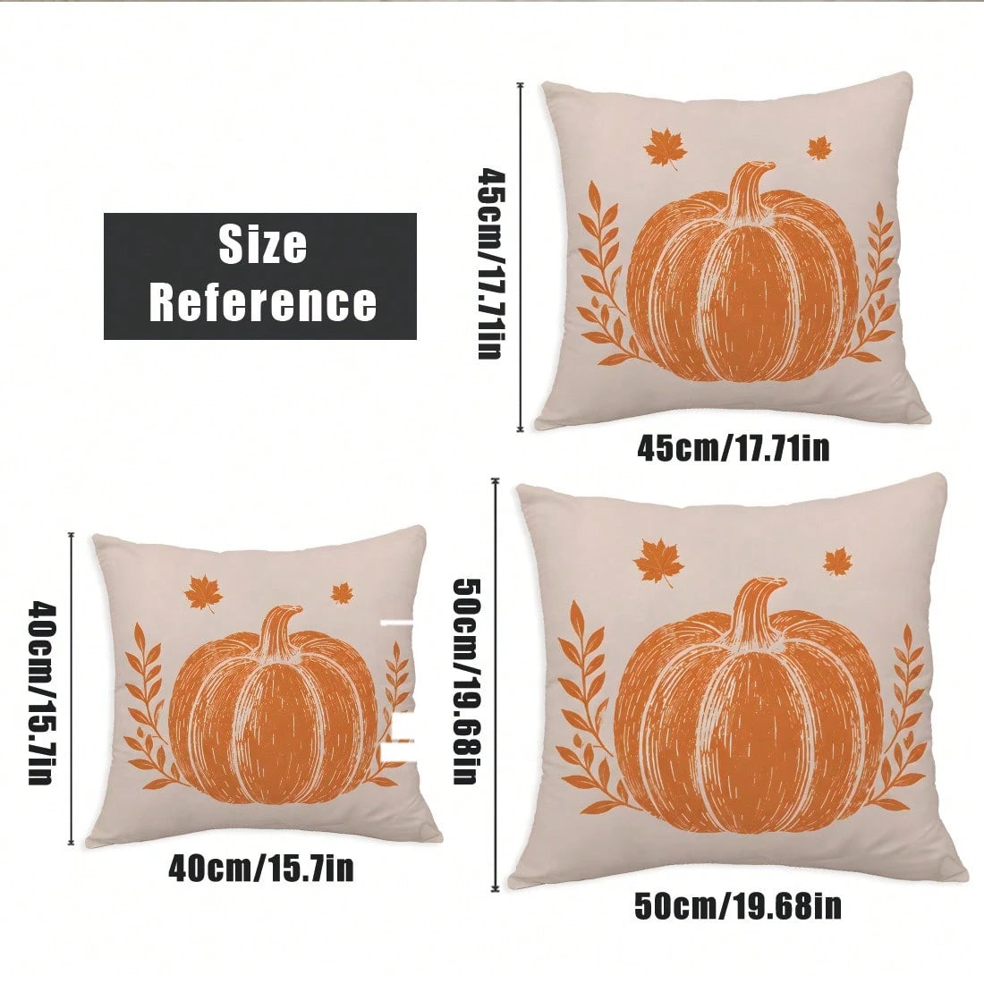 4pcs Vintage Sketch Pumpkin Hello Pumpkin Print Pillow Covers [Pillow Insert Not Included] 40*40cm/45*45cm/50*50cm [Single-Sided Printing] Made Of Polyester Material Hello Fall Hand-Drawn Print Pumpki