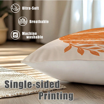 4pcs Vintage Sketch Pumpkin Hello Pumpkin Print Pillow Covers [Pillow Insert Not Included] 40*40cm/45*45cm/50*50cm [Single-Sided Printing] Made Of Polyester Material Hello Fall Hand-Drawn Print Pumpki