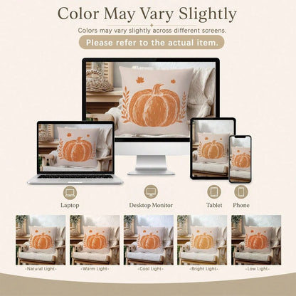 4pcs Vintage Sketch Pumpkin Hello Pumpkin Print Pillow Covers [Pillow Insert Not Included] 40*40cm/45*45cm/50*50cm [Single-Sided Printing] Made Of Polyester Material Hello Fall Hand-Drawn Print Pumpki
