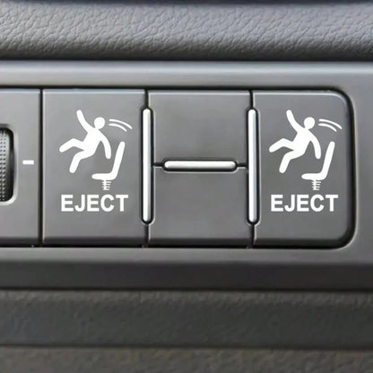 4pcs White Funny Ejector Seat Self-Adhesive Warning Stickers, Eject Passenger Button Decals, Humorous Car Stickers, Blank Button Stickers For Cars, Trucks And Vehicles, Prank Gift For Men