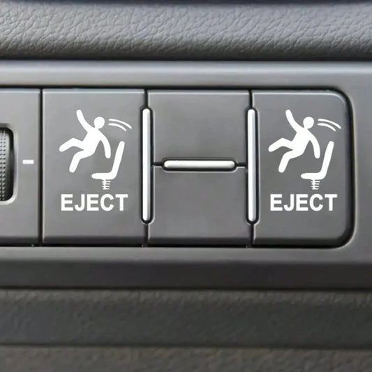 4pcs White Funny Ejector Seat Self-Adhesive Warning Stickers, Eject Passenger Button Decals, Humorous Car Stickers, Blank Button Stickers For Cars, Trucks And Vehicles, Prank Gift For Men