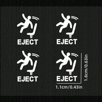 4pcs White Funny Ejector Seat Self-Adhesive Warning Stickers, Eject Passenger Button Decals, Humorous Car Stickers, Blank Button Stickers For Cars, Trucks And Vehicles, Prank Gift For Men