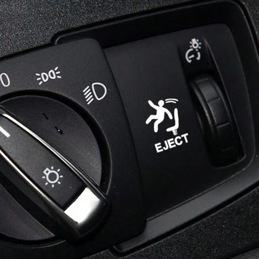 4pcs White Funny Ejector Seat Self-Adhesive Warning Stickers, Eject Passenger Button Decals, Humorous Car Stickers, Blank Button Stickers For Cars, Trucks And Vehicles, Prank Gift For Men
