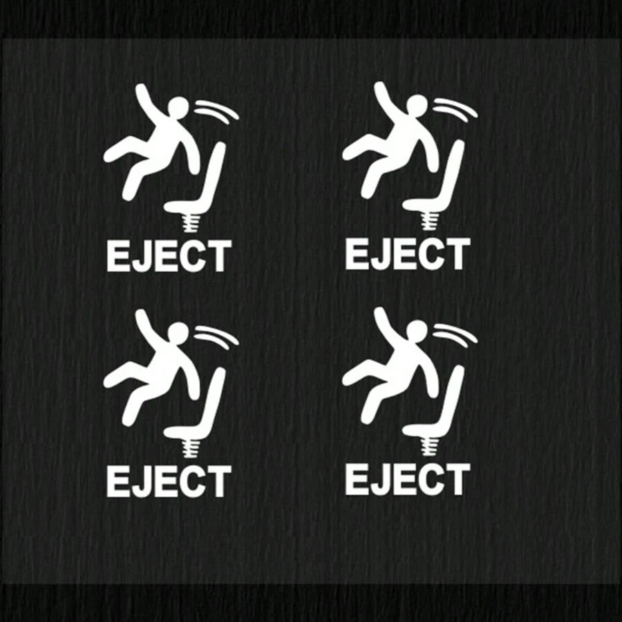 4pcs White Funny Ejector Seat Self-Adhesive Warning Stickers, Eject Passenger Button Decals, Humorous Car Stickers, Blank Button Stickers For Cars, Trucks And Vehicles, Prank Gift For Men