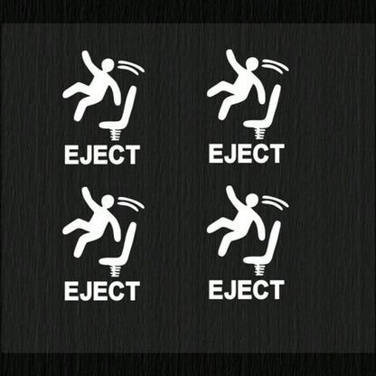 4pcs White Funny Ejector Seat Self-Adhesive Warning Stickers, Eject Passenger Button Decals, Humorous Car Stickers, Blank Button Stickers For Cars, Trucks And Vehicles, Prank Gift For Men