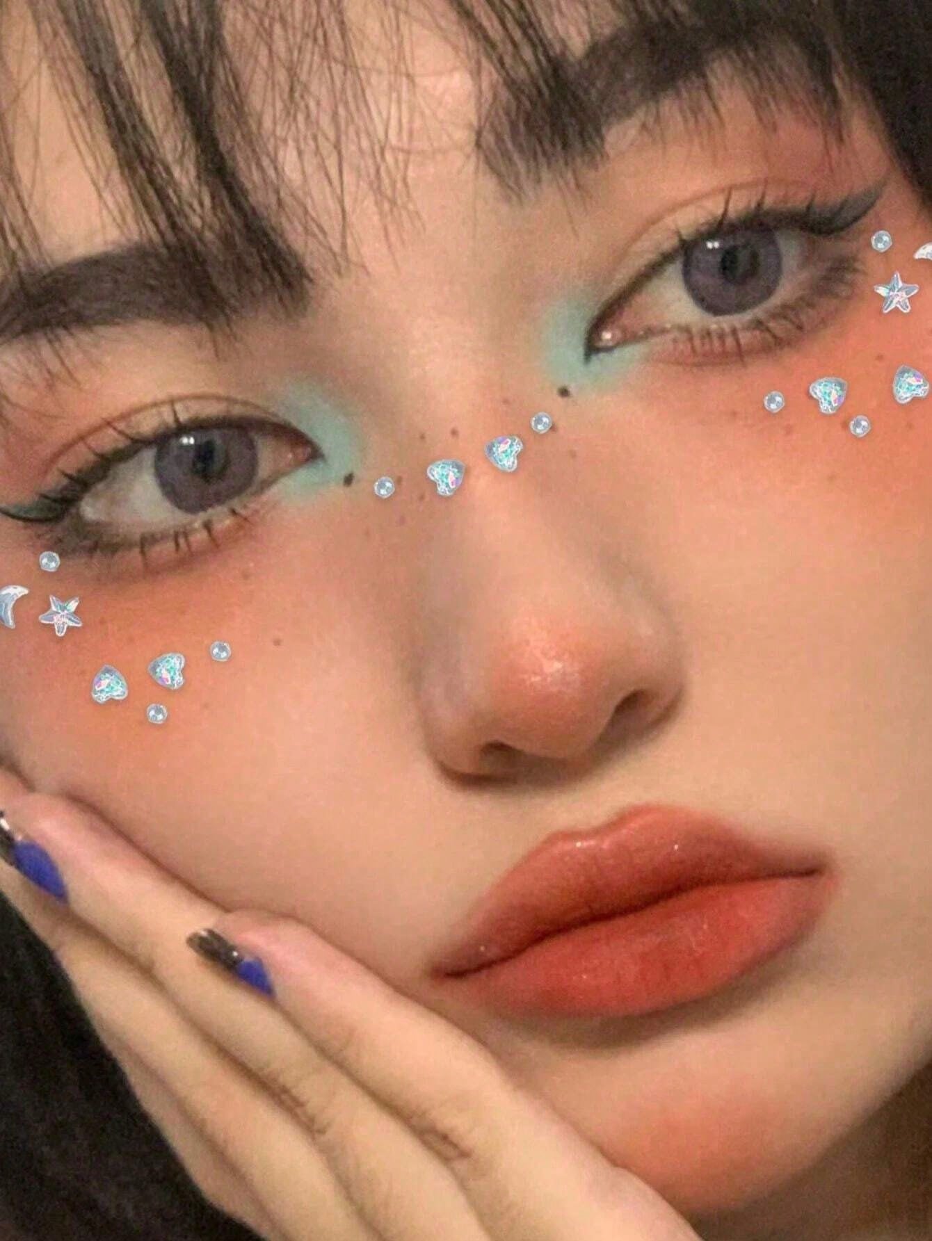 4Sheets/Set Sparkling Rhinestone Face Stickers- 864pcs 3D Rhinestone Face Gems With Tear Drop Shape,Moon,Star,Heart & Butterfly Shape- Perfect For Stage Performance, DIY, Holiday Party (Makeup Carni