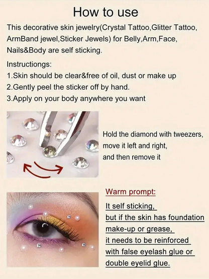 4Sheets/Set Sparkling Rhinestone Face Stickers- 864pcs 3D Rhinestone Face Gems With Tear Drop Shape,Moon,Star,Heart & Butterfly Shape- Perfect For Stage Performance, DIY, Holiday Party (Makeup Carni