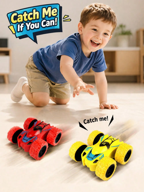 4WD Double-Sided Inertia Stunt Car, Friction Powered 360° Rotating Off-Road Racing Toy, Vibrant Mixed Colors, Durable Anti-Drop Rounded Edges, Battery-Free, Suitable For Toddlers, Children, Boys And G