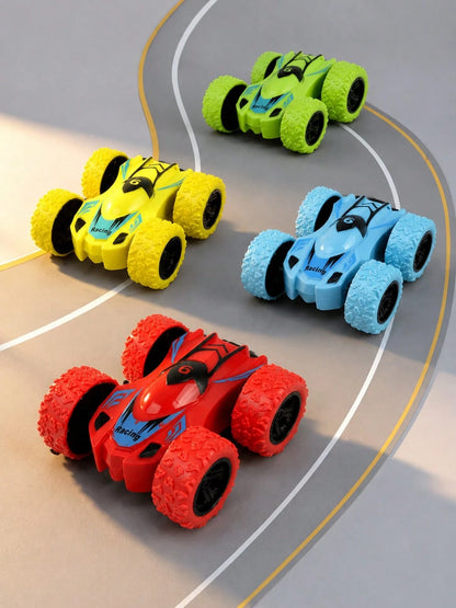 4WD Double-Sided Inertia Stunt Car, Friction Powered 360° Rotating Off-Road Racing Toy, Vibrant Mixed Colors, Durable Anti-Drop Rounded Edges, Battery-Free, Suitable For Toddlers, Children, Boys And G