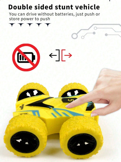 4WD Double-Sided Inertia Stunt Car, Friction Powered 360° Rotating Off-Road Racing Toy, Vibrant Mixed Colors, Durable Anti-Drop Rounded Edges, Battery-Free, Suitable For Toddlers, Children, Boys And G