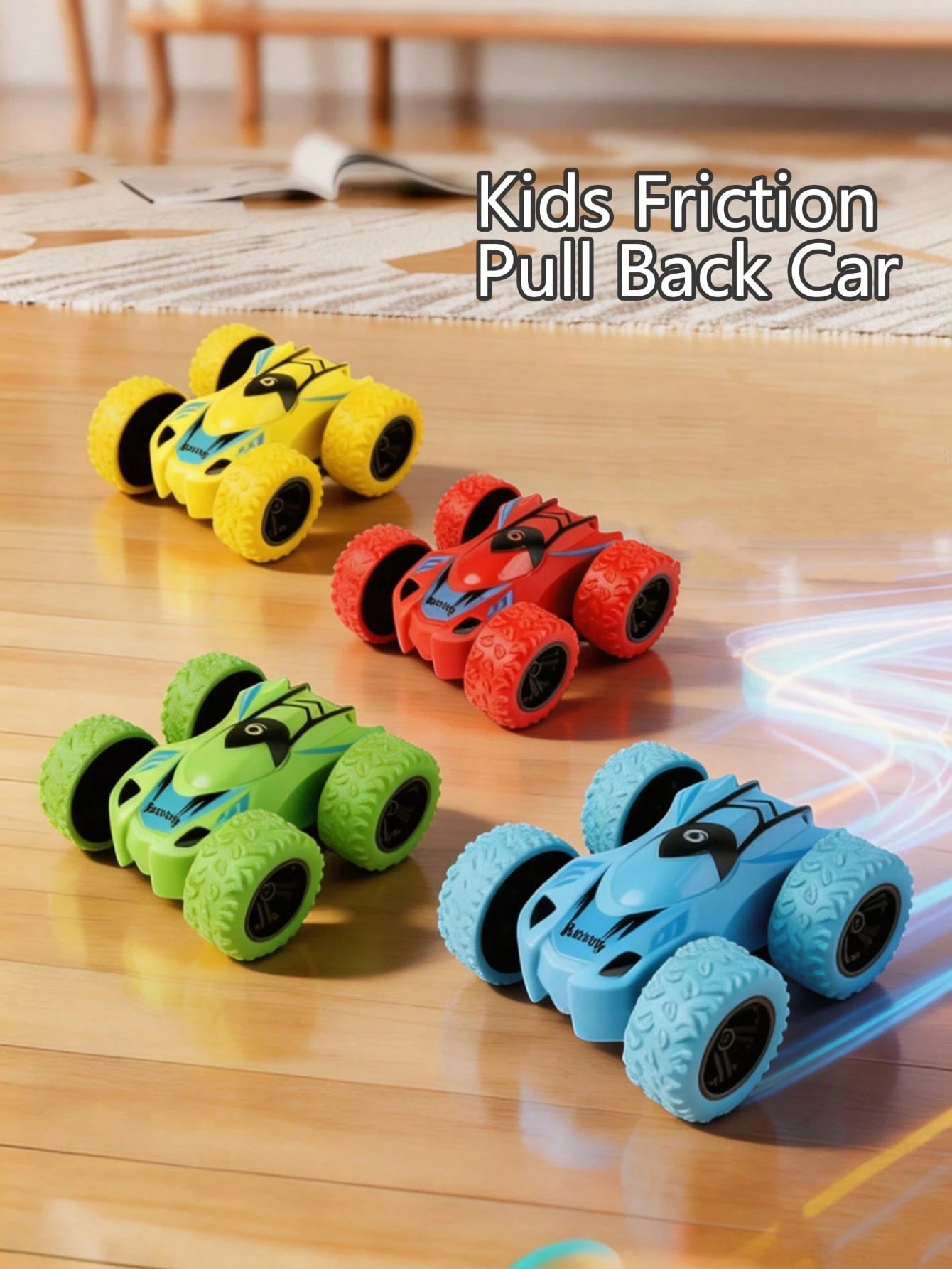 4WD Double-Sided Inertia Stunt Car, Friction Powered 360° Rotating Off-Road Racing Toy, Vibrant Mixed Colors, Durable Anti-Drop Rounded Edges, Battery-Free, Suitable For Toddlers, Children, Boys And G