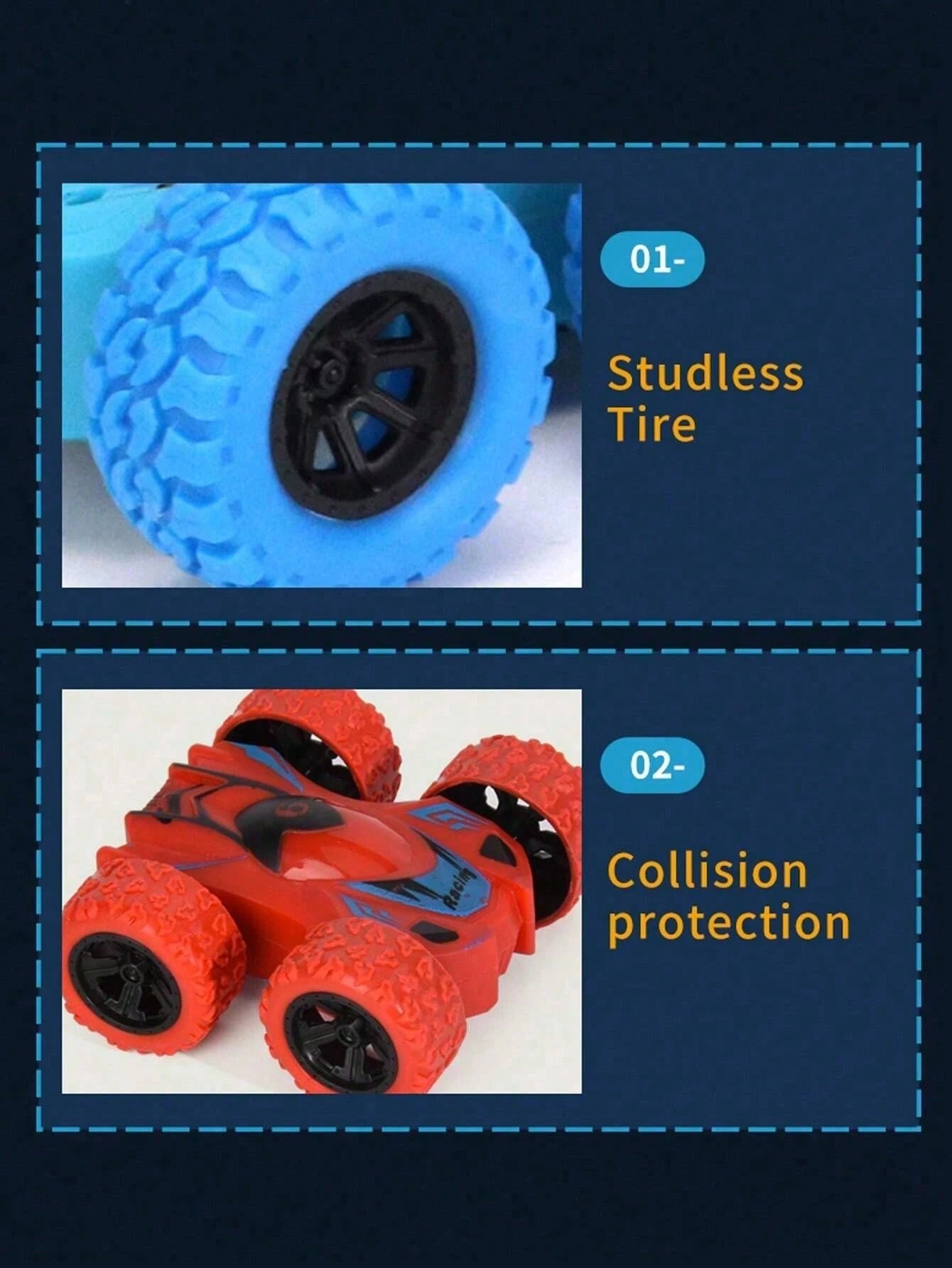 4WD Double-Sided Inertia Stunt Car, Friction Powered 360° Rotating Off-Road Racing Toy, Vibrant Mixed Colors, Durable Anti-Drop Rounded Edges, Battery-Free, Suitable For Toddlers, Children, Boys And G