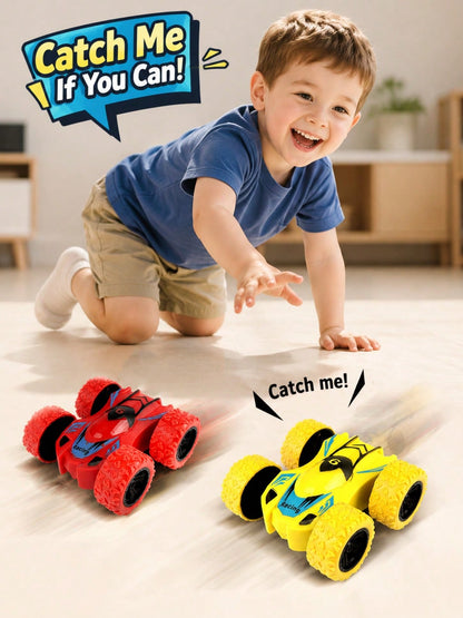 4WD Double-Sided Inertia Stunt Car, Friction Powered 360° Rotating Off-Road Racing Toy, Vibrant Mixed Colors, Durable Anti-Drop Rounded Edges, Battery-Free, Suitable For Toddlers, Children, Boys And G